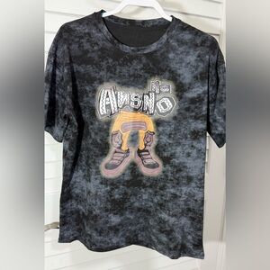 Black and Gray T-shirt Sleeve Tee with Graphic Print